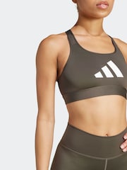 adidas Green Powerreact Big Logo Low Impact Bra - Image 6 of 9