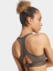 adidas Green Powerreact Big Logo Low Impact Bra - Image 7 of 9