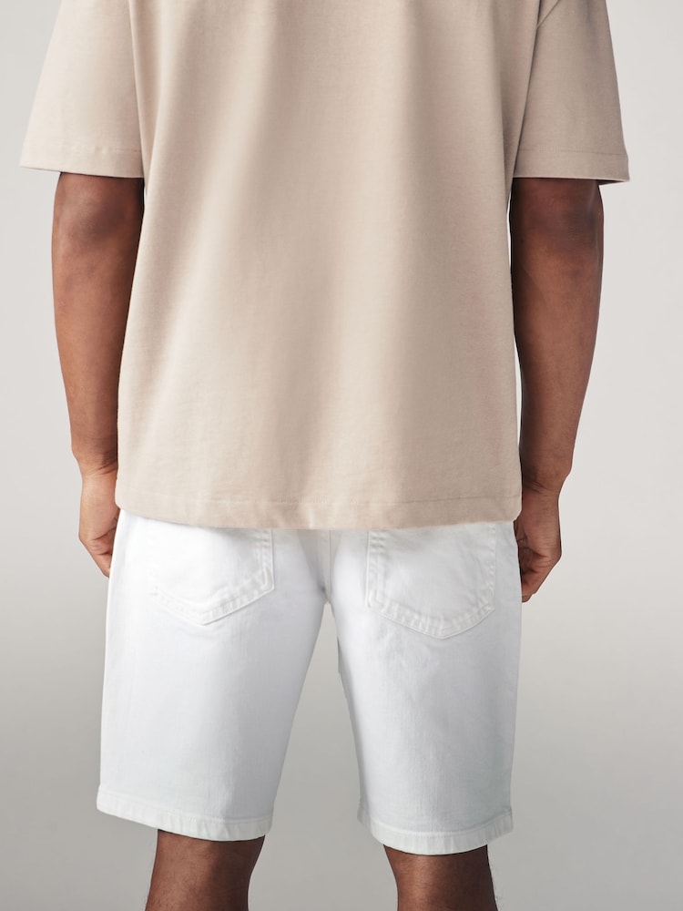 White Garment Dye Denim Shorts - Image 2 of 8 White Garment Dye Denim Shorts - Image 2 of 8