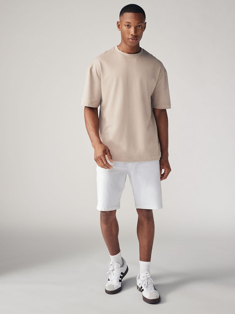 White Garment Dye Denim Shorts - Image 3 of 8