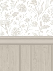 Hoopla Walls Stone Tongue And Groove Floral Toile Wallpaper - Image 2 of 2