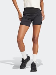 adidas Black Lounge Rib High-Waisted Bike Shorts - Image 1 of 7