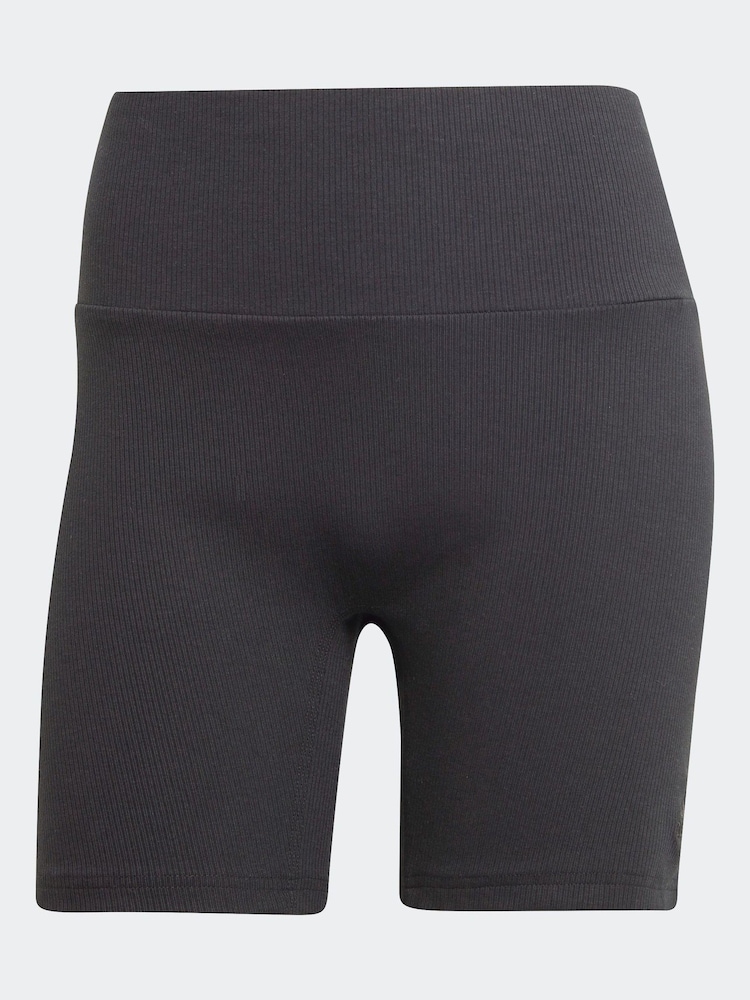 adidas Black Lounge Rib High-Waisted Bike Shorts - Image 7 of 7