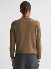 Reiss Camel/Orange Kristen Fitted Merino Wool Funnel Neck Top - Image 5 of 6