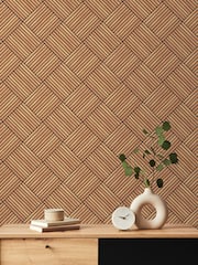 Hoopla Walls Oak Diamond Slat Small Wallpaper - Image 1 of 2