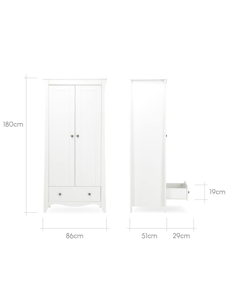 CuddleCo White Clara 2 Door Nursery Wardrobe - Image 5 of 5