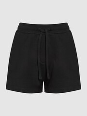 Reiss Black Gilly Relaxed Fit Cotton Drawstring Shorts - Image 2 of 5