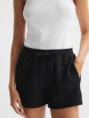 Reiss Black Gilly Relaxed Fit Cotton Drawstring Shorts - Image 3 of 5