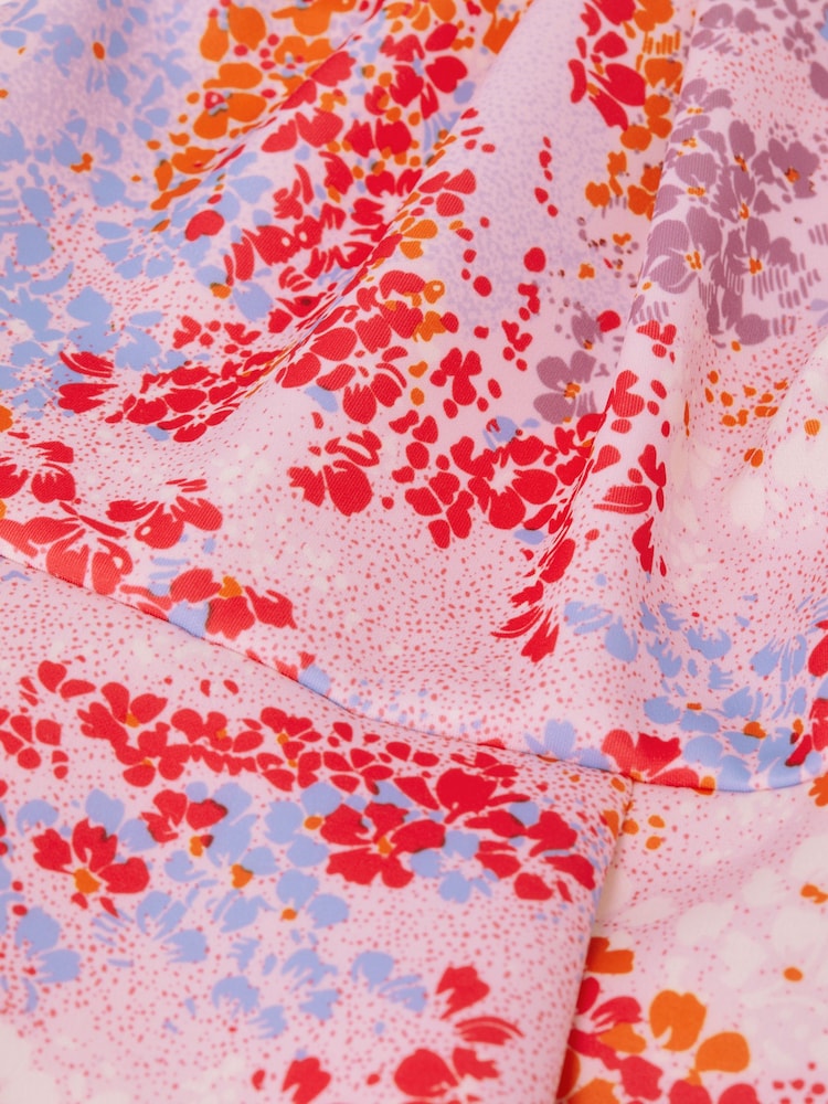 Reiss Pink Print Max 9-14 yrs Floral Print Pleated Scuba Dress - Image 6 of 6