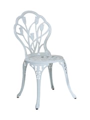Charles Bentley White Garden Cast Aluminium Tulip Bistro Table and Chairs Set - Image 4 of 5