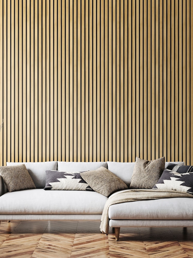 Hoopla Walls Ash Wood Slat Wallpaper - Image 1 of 2