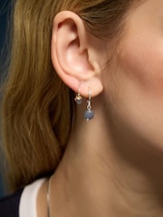 Accessorize Silver Sterling Silver-Plated Aventurine Hoop Earrings 2-Pack - Image 2 of 2