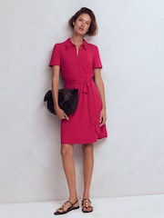 Boden Pink Patti Short Jersey Shirt Dress - Image 4 of 6