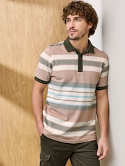 Cotton Traders Green Signature Short Sleeve Stripe Polo Shirt - Image 3 of 4