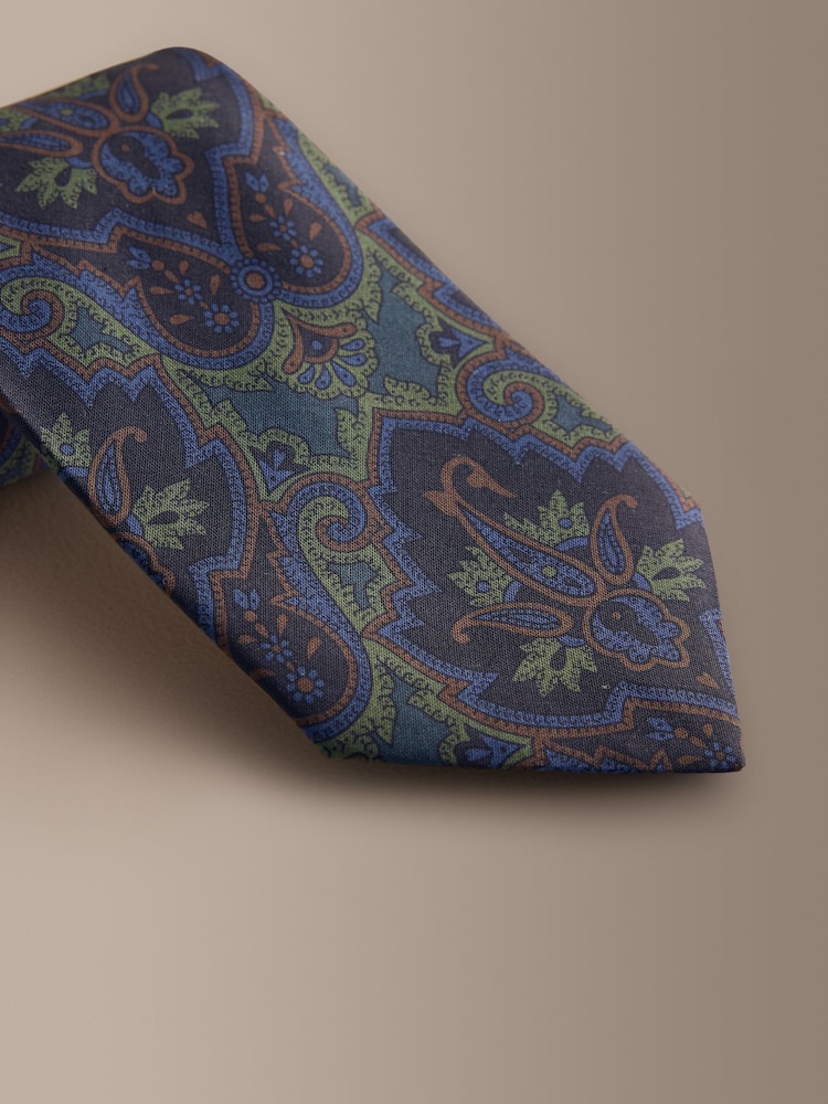 Blue Paisley Signature Italian Silk Design Tie - Image 2 of 3