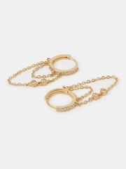 Accessorize Gold 14ct Gold-Plated Chain Hoop Earrings - Image 1 of 2