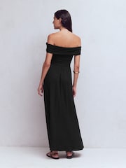 Boden Black Ruched Bardot Jersey Dress - Image 3 of 7