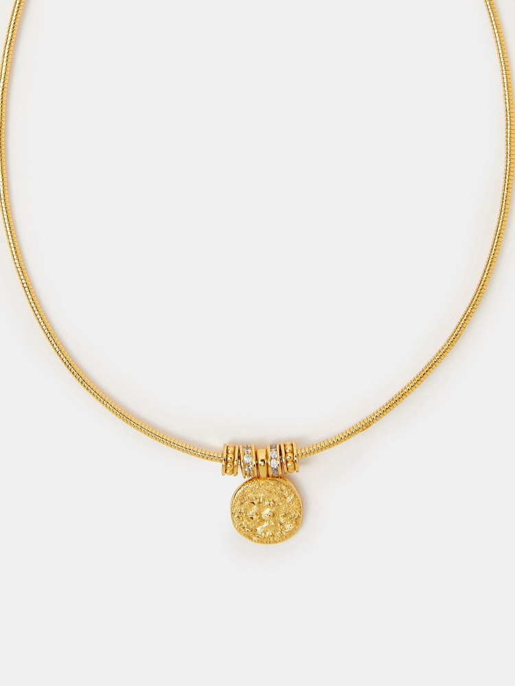 Accessorize Gold 14ct Gold-Plated Molten Coin Collar Necklace - Image 1 of 2 Accessorize Gold 14ct Gold-Plated Molten Coin Collar Necklace - Image 1 of 2