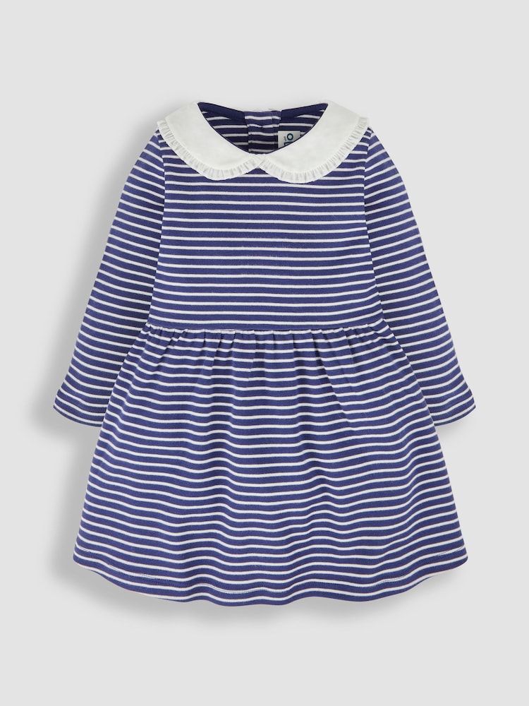 JoJo Maman Bébé Navy Peter Pan Jersey Dress - Image 1 of 3
