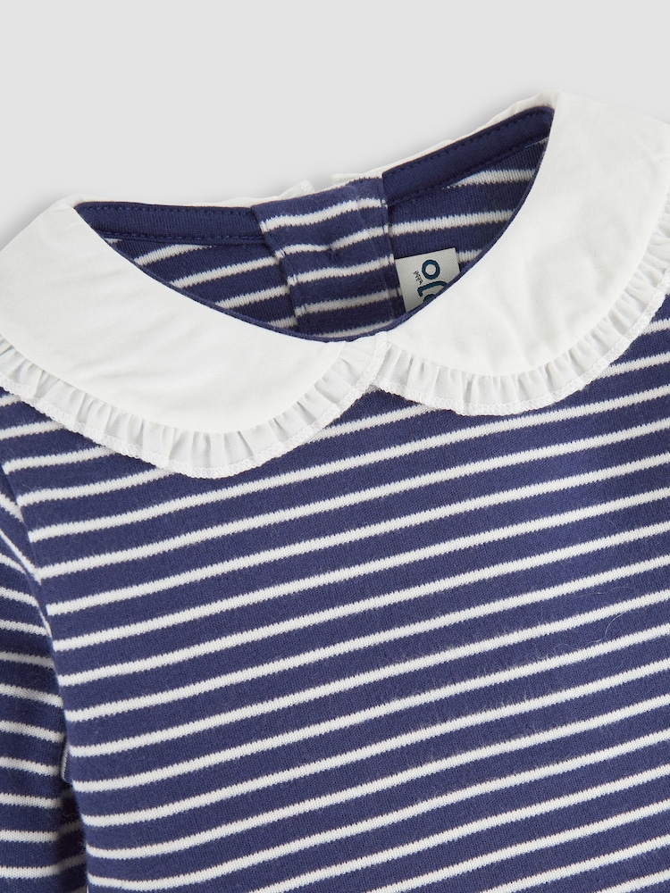 JoJo Maman Bébé Navy Peter Pan Jersey Dress - Image 2 of 3