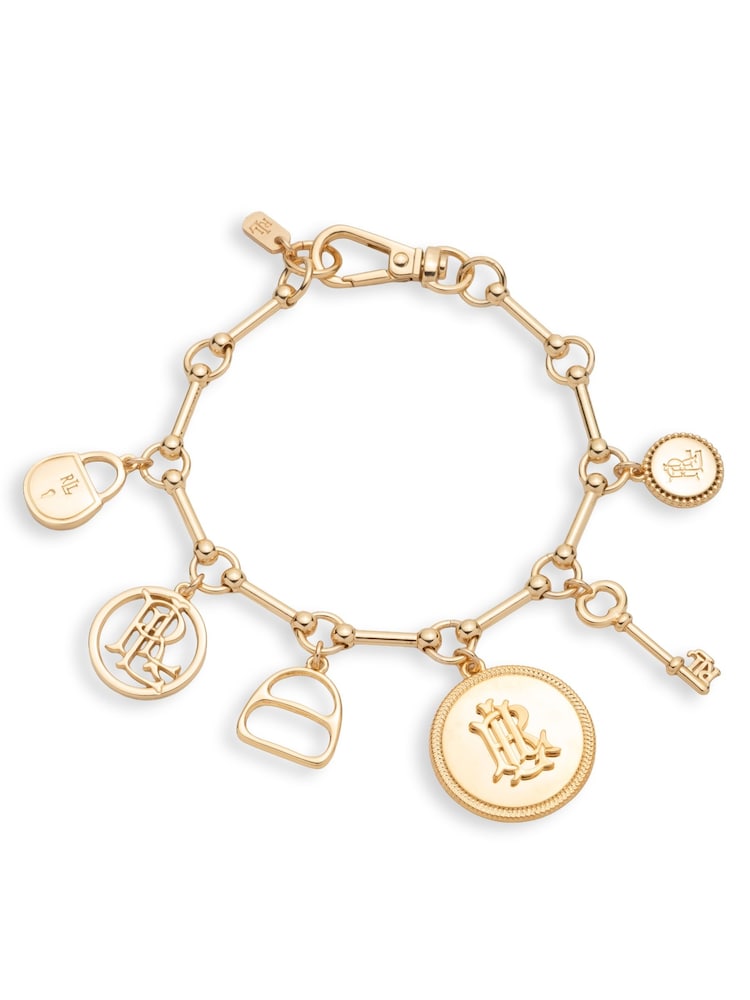 Lauren Ralph Lauren Gold Tone Logo Charm Bracelet - Image 1 of 4 Lauren Ralph Lauren Gold Tone Logo Charm Bracelet - Image 1 of 4