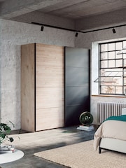Wiemann Oak Jenson Wood and Matt Sliding Semi Fitted 2m Sliding Wardrobe - Image 1 of 2