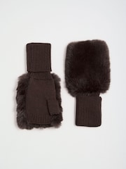 Chocolate marrom - Lipsy Faux Fur Fingerless Mittens - Imagem 4 de 6