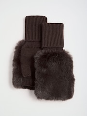 Chocolate marrom - Lipsy Faux Fur Fingerless Mittens - Imagem 6 de 6
