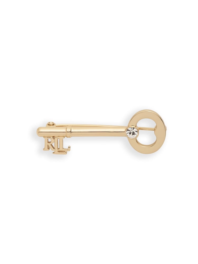 Lauren Ralph Lauren Gold Tone Logo Coin Brooch Pin - Image 1 of 2 Lauren Ralph Lauren Gold Tone Logo Coin Brooch Pin - Image 1 of 2