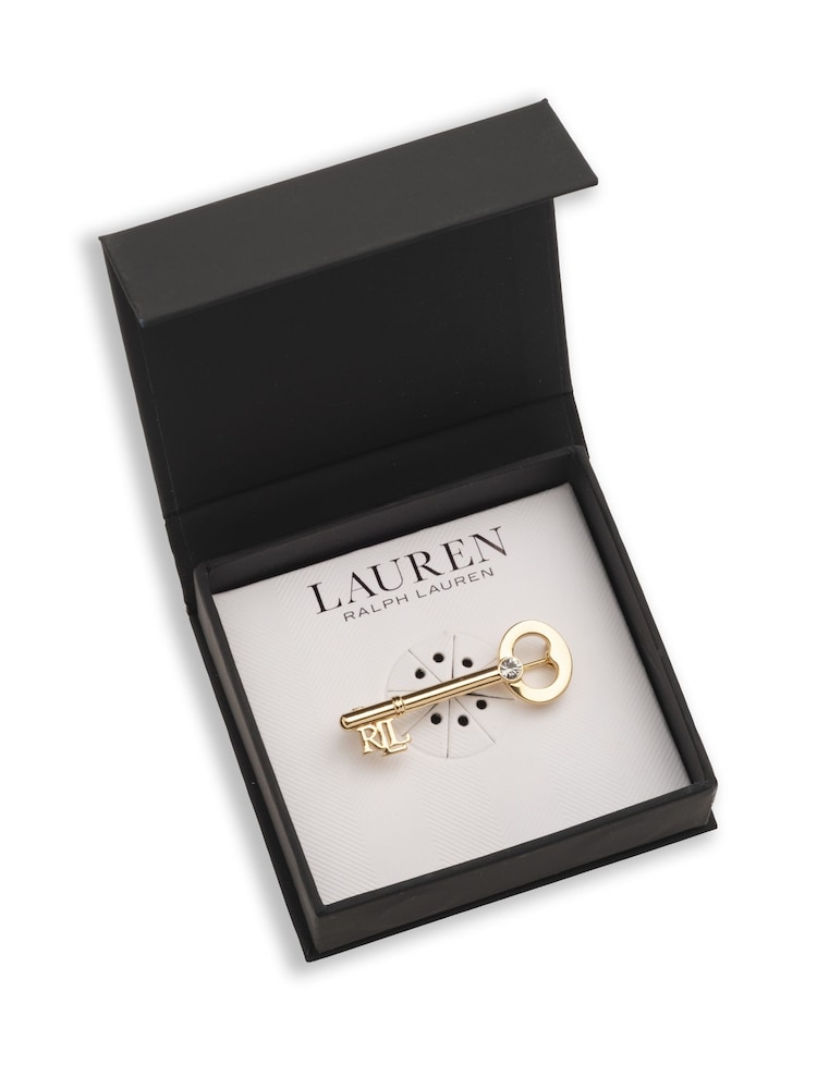 Lauren Ralph Lauren Gold Tone Logo Coin Brooch Pin - Image 2 of 2 Lauren Ralph Lauren Gold Tone Logo Coin Brooch Pin - Image 2 of 2