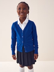 Blue Cotton Rich School V-Neck Cardigan (3-16yrs) - Image 1 of 7
