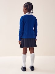 Blue Cotton Rich School V-Neck Cardigan (3-16yrs) - Image 2 of 7