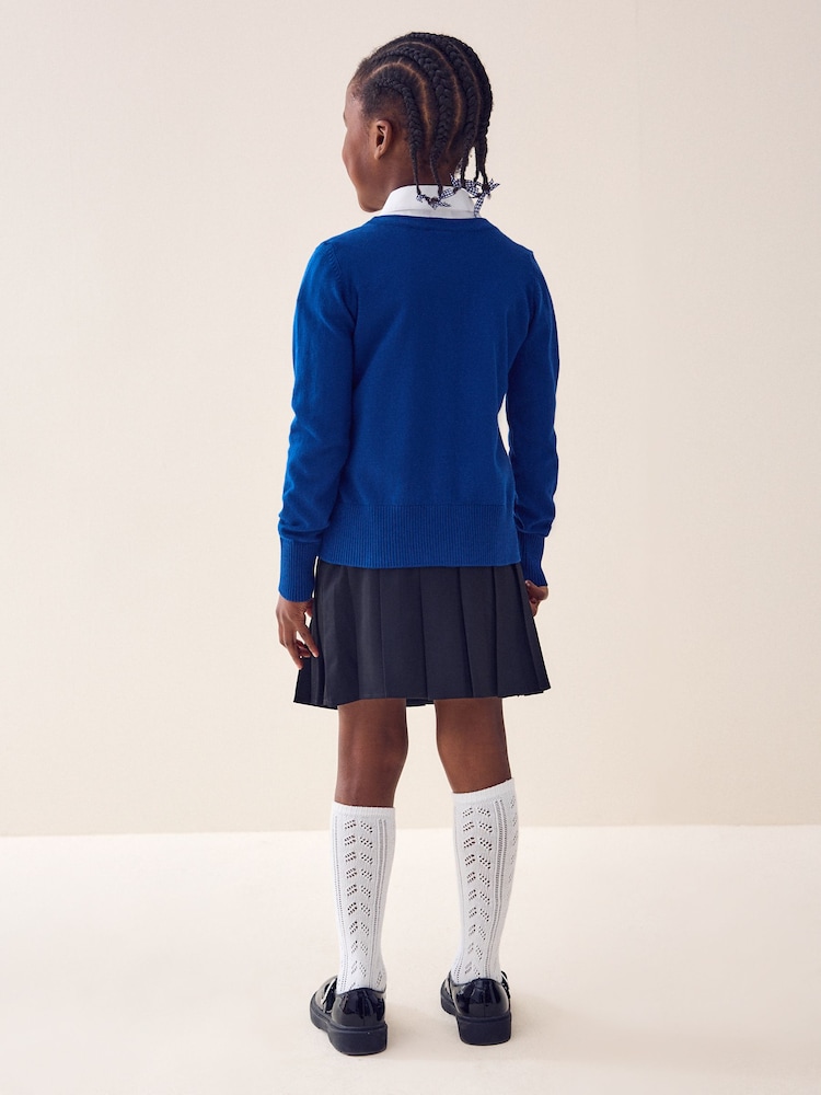Blue Cotton Rich School V-Neck Cardigan (3-16yrs) - Image 2 of 7