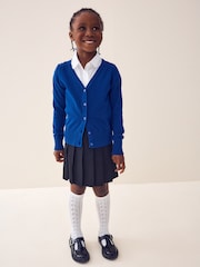 Blue Cotton Rich School V-Neck Cardigan (3-16yrs) - Image 5 of 7