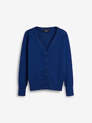 Blue Cotton Rich School V-Neck Cardigan (3-16yrs) - Image 6 of 7