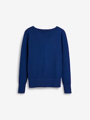 Blue Cotton Rich School V-Neck Cardigan (3-16yrs) - Image 7 of 7