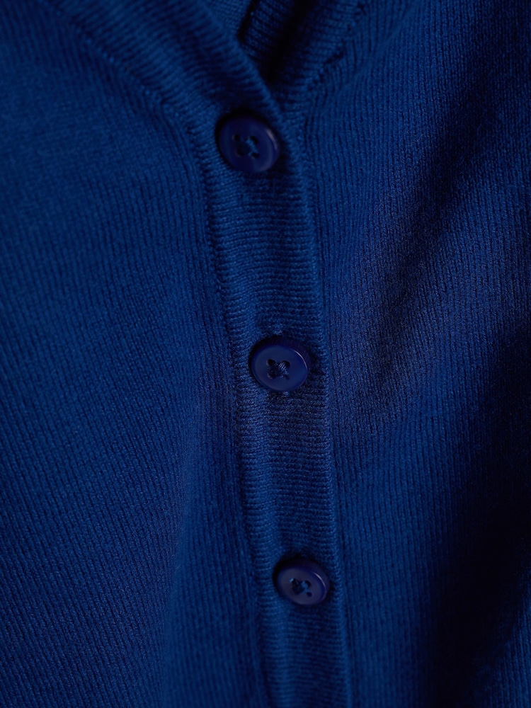 Blue Cotton Rich School V-Neck Cardigan (3-16yrs) - Image 8 of 8