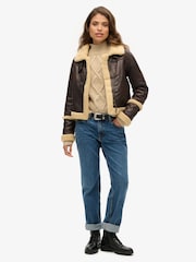 Superdry Cream Aran Cable Knit Polo Jumper - Image 2 of 6