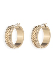 Lauren Ralph Lauren Gold Tone Pavé Herringbone Hoop Earrings - Image 1 of 4