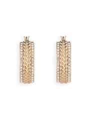 Lauren Ralph Lauren Gold Tone Pavé Herringbone Hoop Earrings - Image 2 of 4