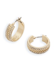 Lauren Ralph Lauren Gold Tone Pavé Herringbone Hoop Earrings - Image 3 of 4