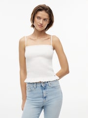 Tommy Jeans White Smock Slim Strap Top - Image 1 of 5