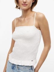 Tommy Jeans White Smock Slim Strap Top - Image 4 of 5