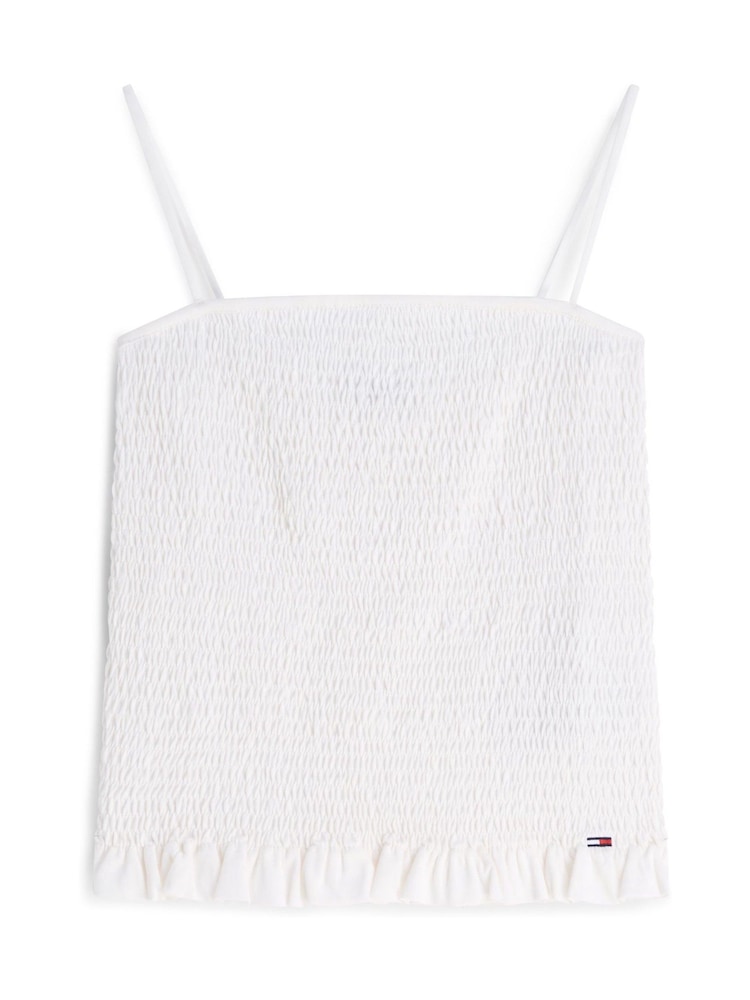 Tommy Jeans White Smock Slim Strap Top - Image 5 of 5 Tommy Jeans White Smock Slim Strap Top - Image 5 of 5