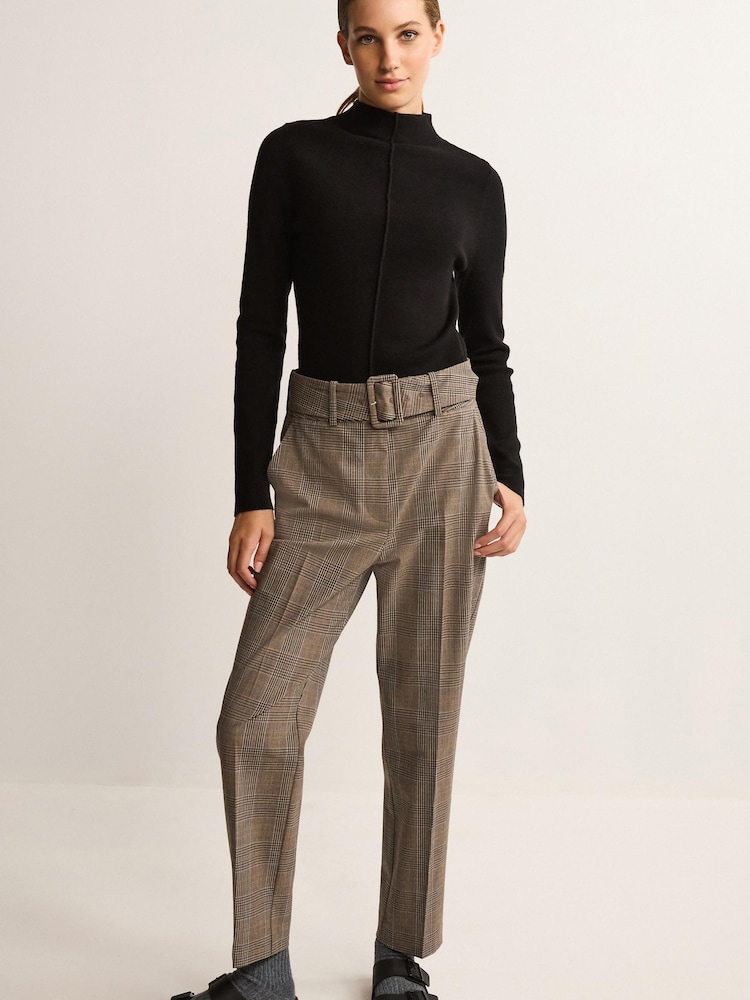 Grey Tailored Belted Tapered Trousers - Image 1 of 6