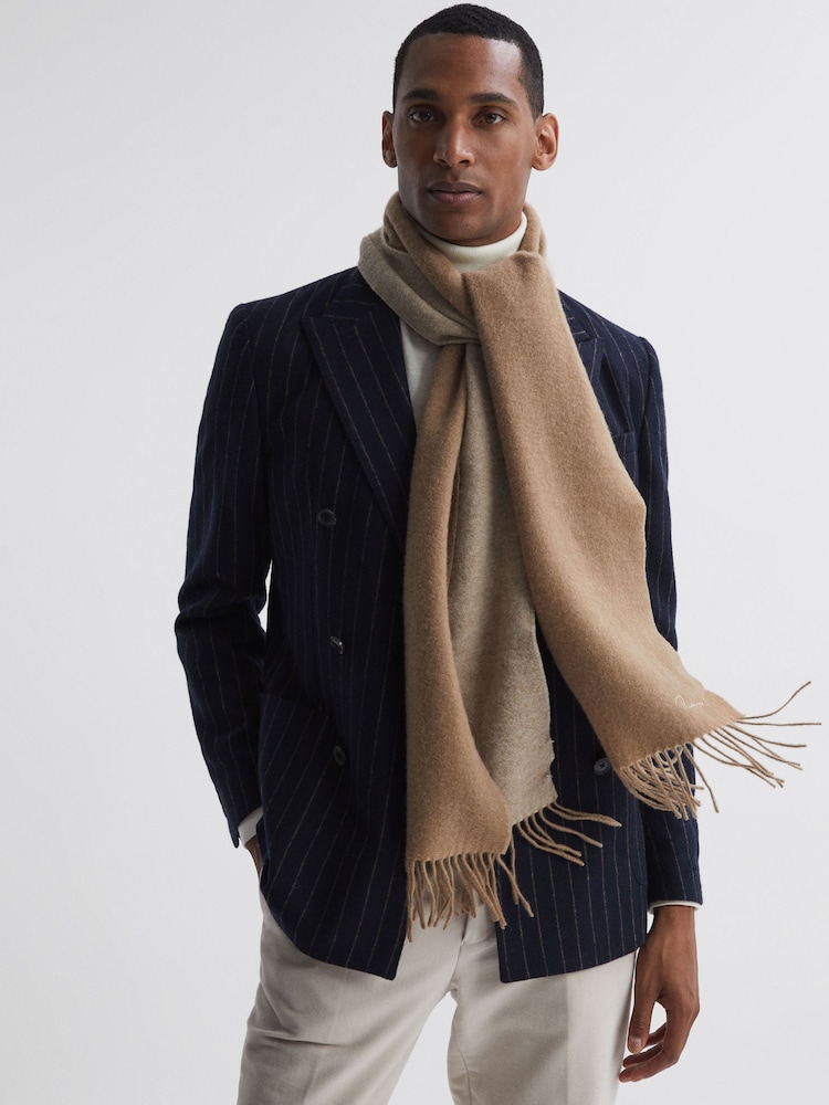 Reiss Camel Picton Cashmere Blend Scarf - Image 2 of 4