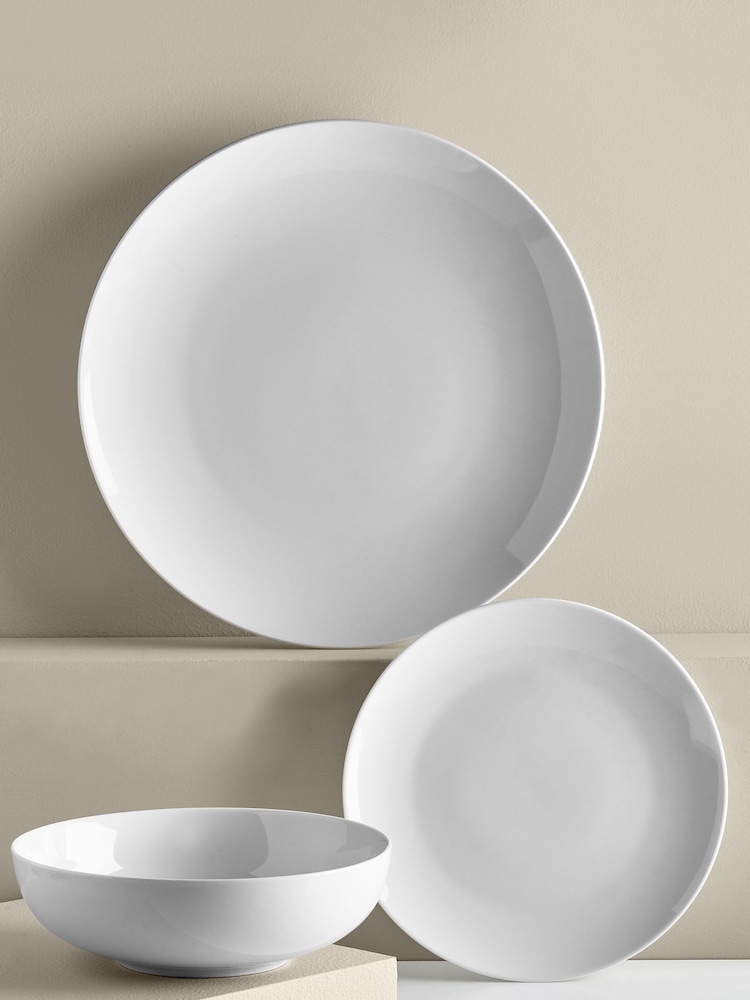 White 12 Piece Nova Dinner Set - Image 2 of 6