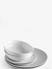 White 12 Piece Nova Dinner Set - Image 6 of 6
