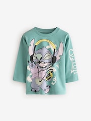 Minerals Blue Lilo and Stitch Long Sleeve 100% Cotton T-Shirt (3mths-8yrs) - Image 1 of 3