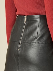 Ted Baker Black Valiat A-Line Leather Mini Skirt - Image 4 of 6